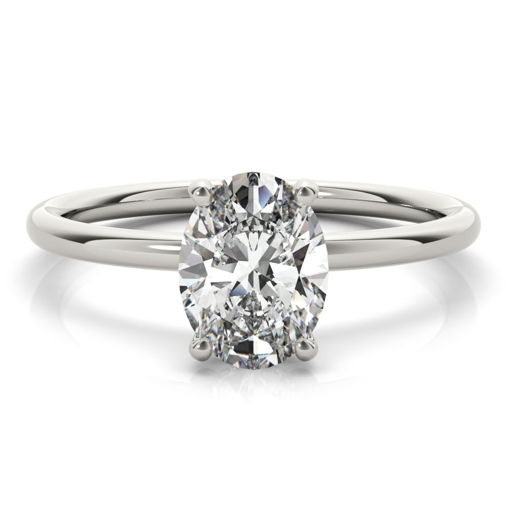 LUMEO Oval Hidden Halo Diamond Engagement Ring Set in Platinum 