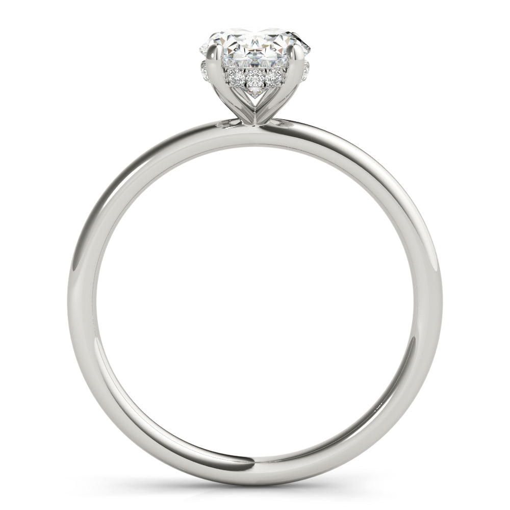 LUMEO Oval Hidden Halo Diamond Engagement Ring Side View in Platinum 