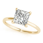 LUMEO Princess Hidden Halo Diamond Engagement Ring Front View in 18k Solid Yellow Gold 