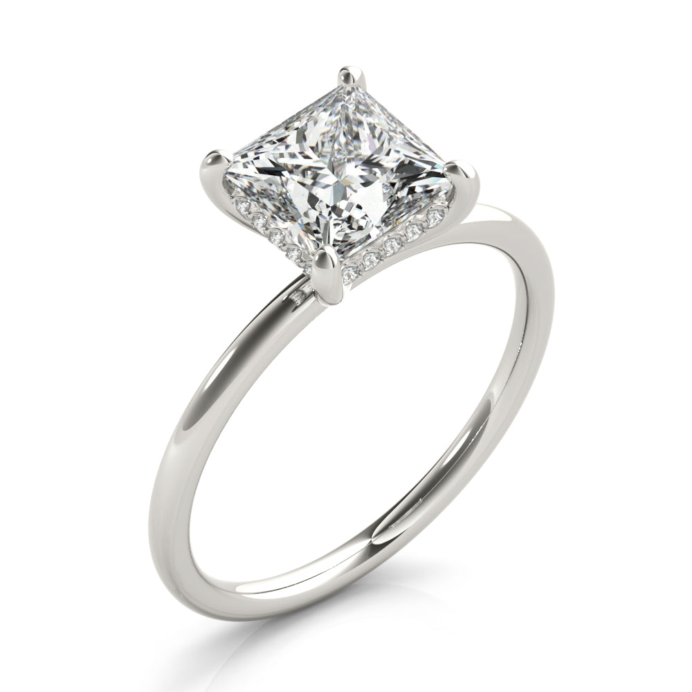 LUMEO Princess Hidden Halo Diamond Engagement Ring Angle View in Platinum 