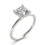LUMEO Princess Hidden Halo Diamond Engagement Ring Angle View in Platinum 