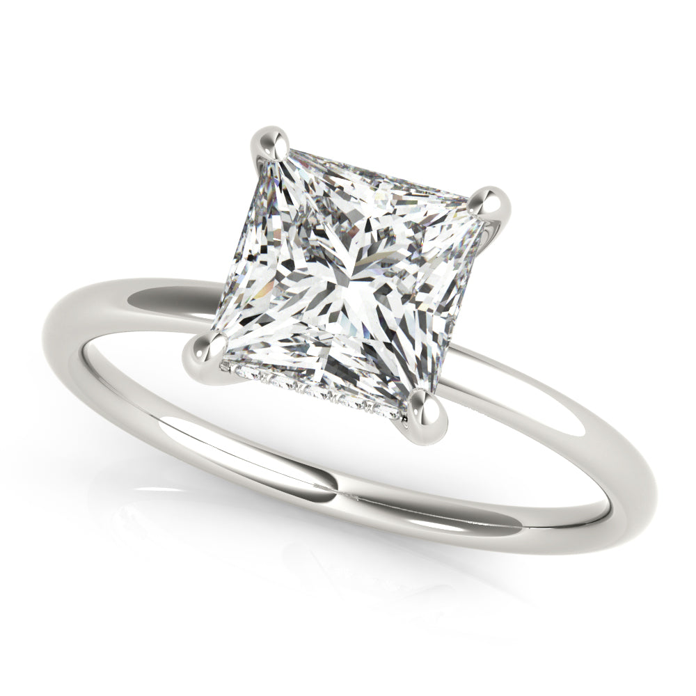LUMEO Princess Hidden Halo Diamond Engagement Ring Front View in Platinum 