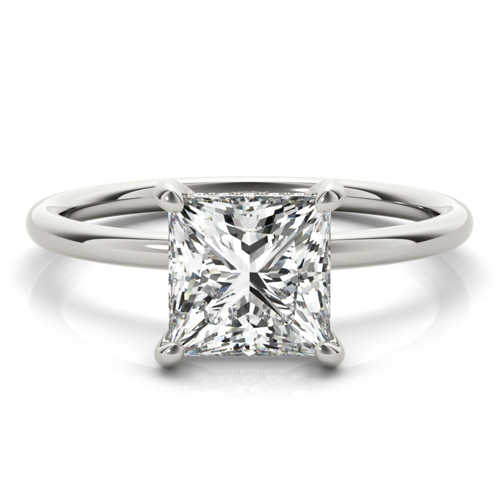 LUMEO Princess Hidden Halo Diamond Engagement Ring Set in Platinum 