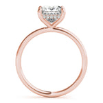 LUMEO Princess Hidden Halo Diamond Engagement Ring Side View in 18k Solid Rose Gold 