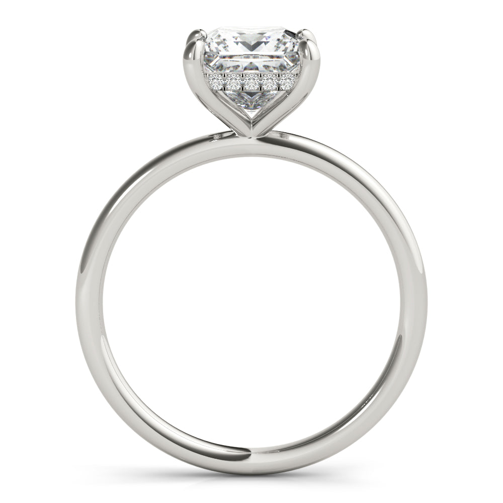 LUMEO Princess Hidden Halo Diamond Engagement Ring Side View in Platinum 