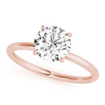 LUMEO Round Hidden Halo Diamond Engagement Ring Front View in 18k Solid Rose Gold 