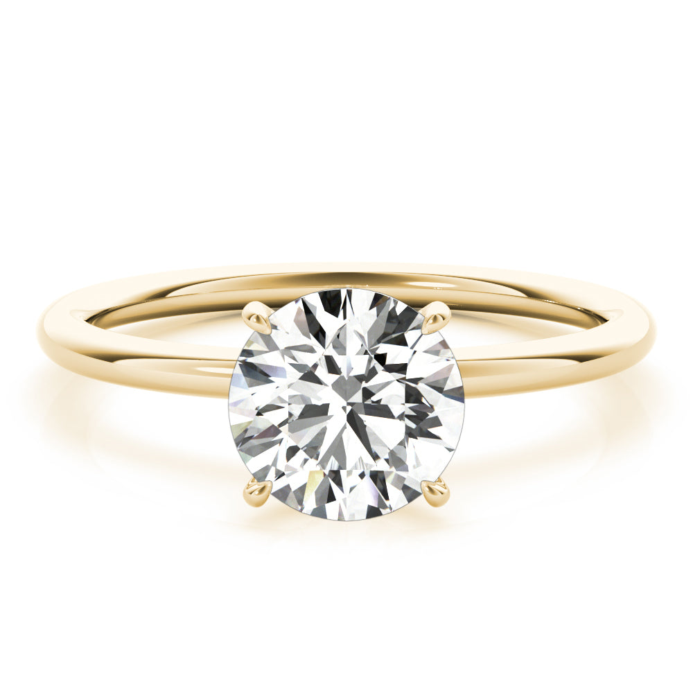 LUMEO Round Hidden Halo Diamond Engagement Ring Set in 18k Solid Yellow Gold 