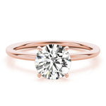 LUMEO Round Hidden Halo Diamond Engagement Ring Set in 18k Solid Rose Gold 