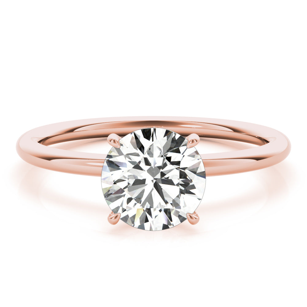 LUMEO Round Hidden Halo Diamond Engagement Ring Set in 18k Solid Rose Gold 
