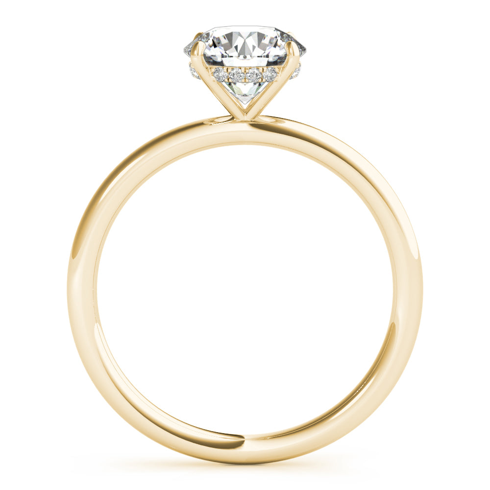LUMEO Round Hidden Halo Diamond Engagement Ring Side View in 18k Solid Yellow Gold 