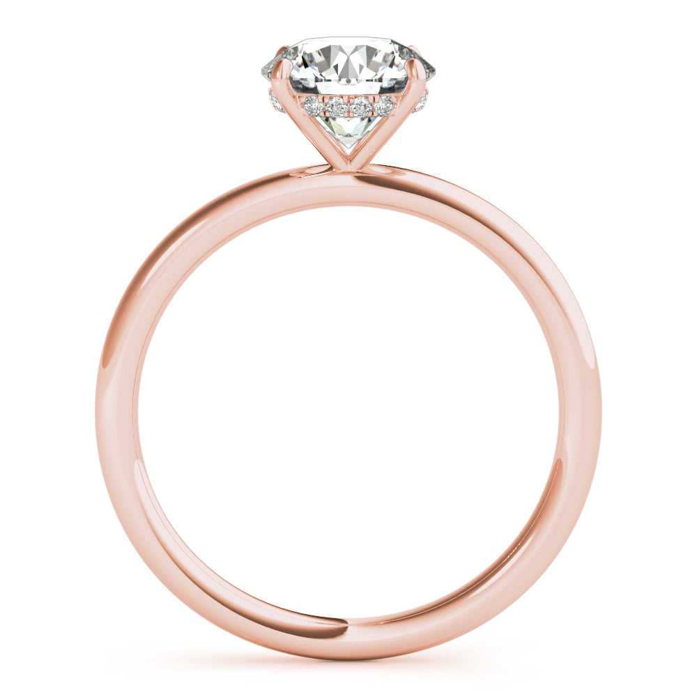 LUMEO Round Hidden Halo Diamond Engagement Ring Side View in 18k Solid Rose Gold 