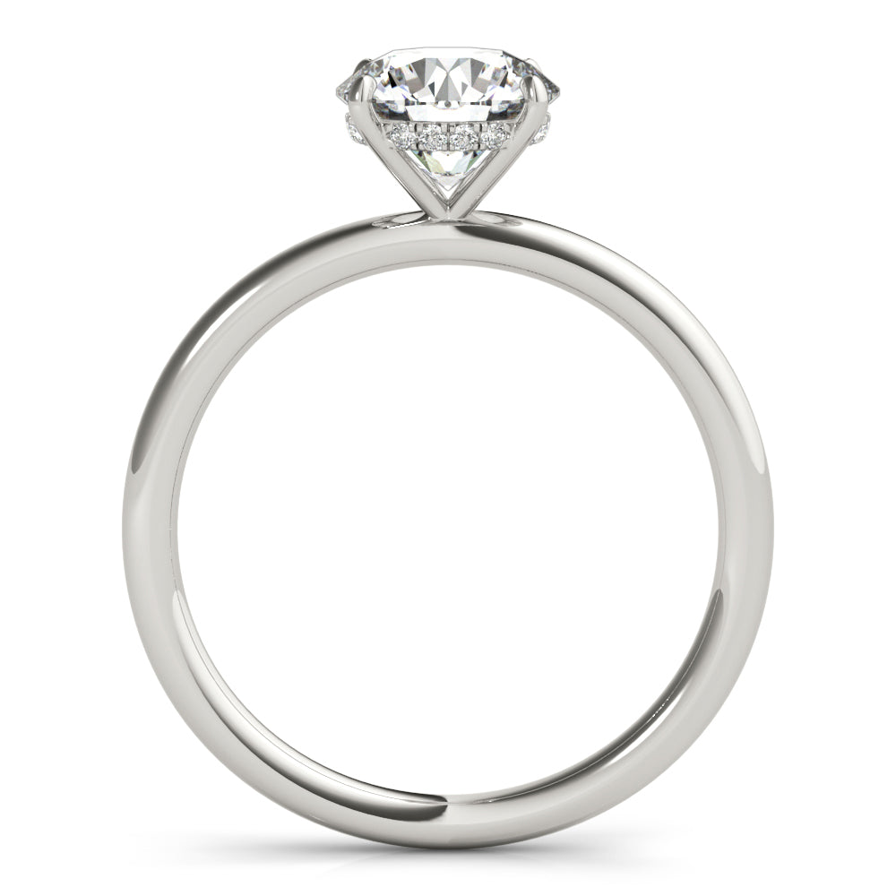 LUMEO Round Hidden Halo Diamond Engagement Ring Side View in Platinum 