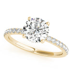 LUMEO Round Hidden Halo Diamond Engagement Ring Front View in 18k Solid Yellow Gold 