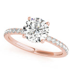 LUMEO Round Hidden Halo Diamond Engagement Ring Front View in 18k Solid Rose Gold 