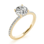 LUMEO Round Hidden Halo Diamond Engagement Ring Angle View in 18k Solid Yellow Gold 