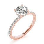 LUMEO Round Hidden Halo Diamond Engagement Ring Angle View in 18k Solid Rose Gold 