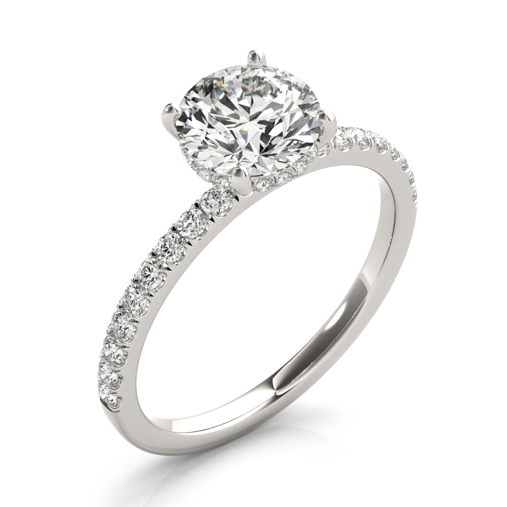 LUMEO Round Hidden Halo Diamond Engagement Ring Angle View in Platinum 