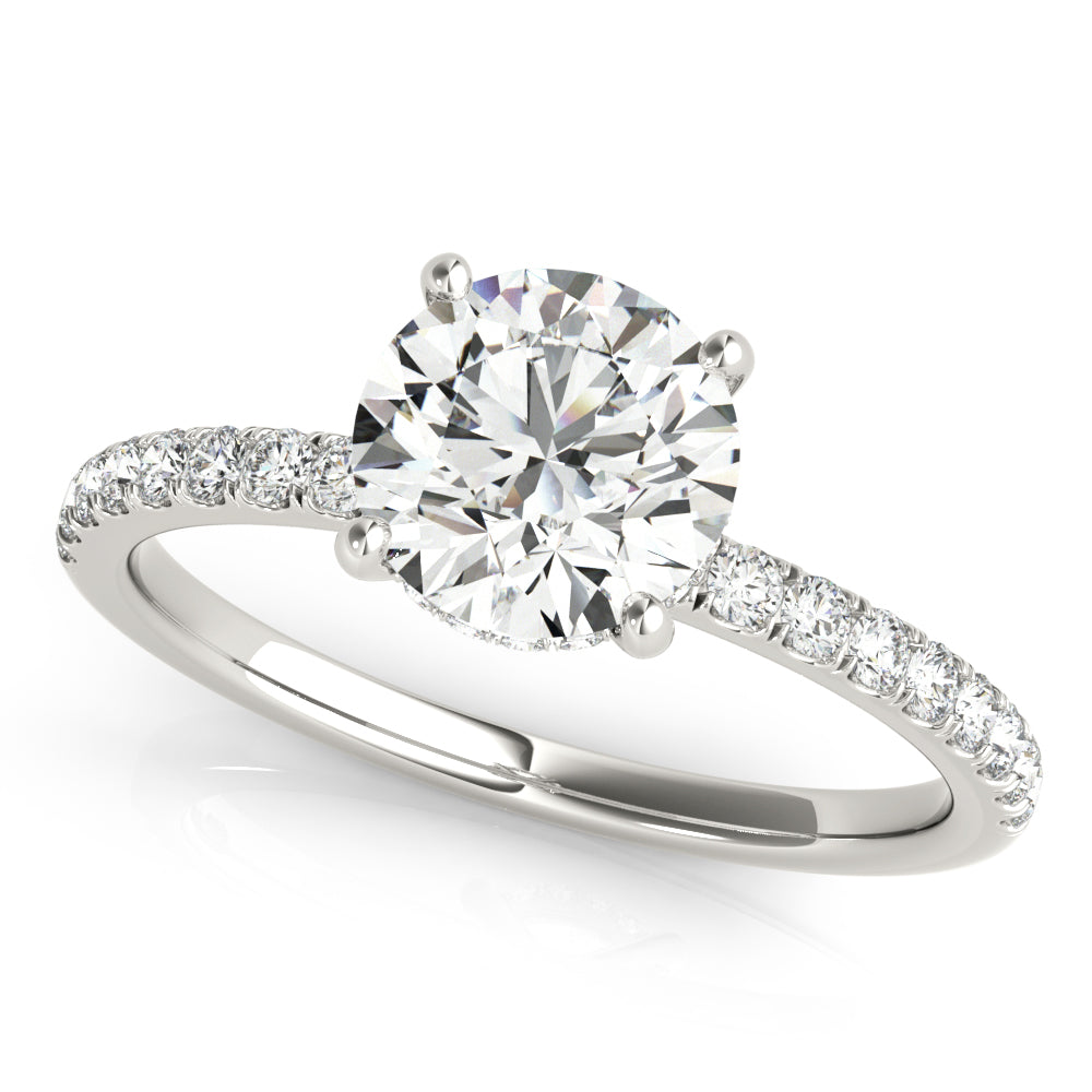 LUMEO Round Hidden Halo Diamond Engagement Ring Front View in Platinum 