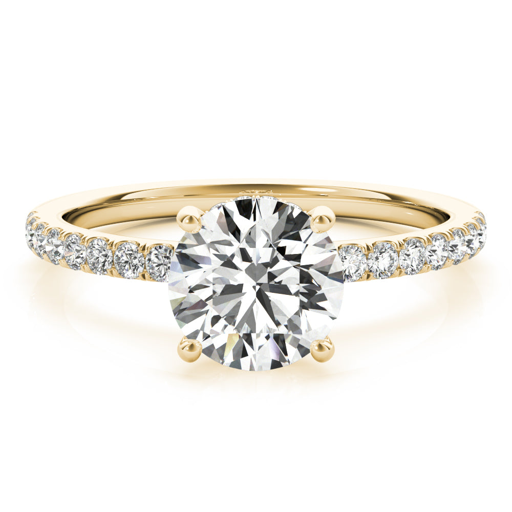 LUMEO Round Hidden Halo Diamond Engagement Ring Set in 18k Solid Yellow Gold 