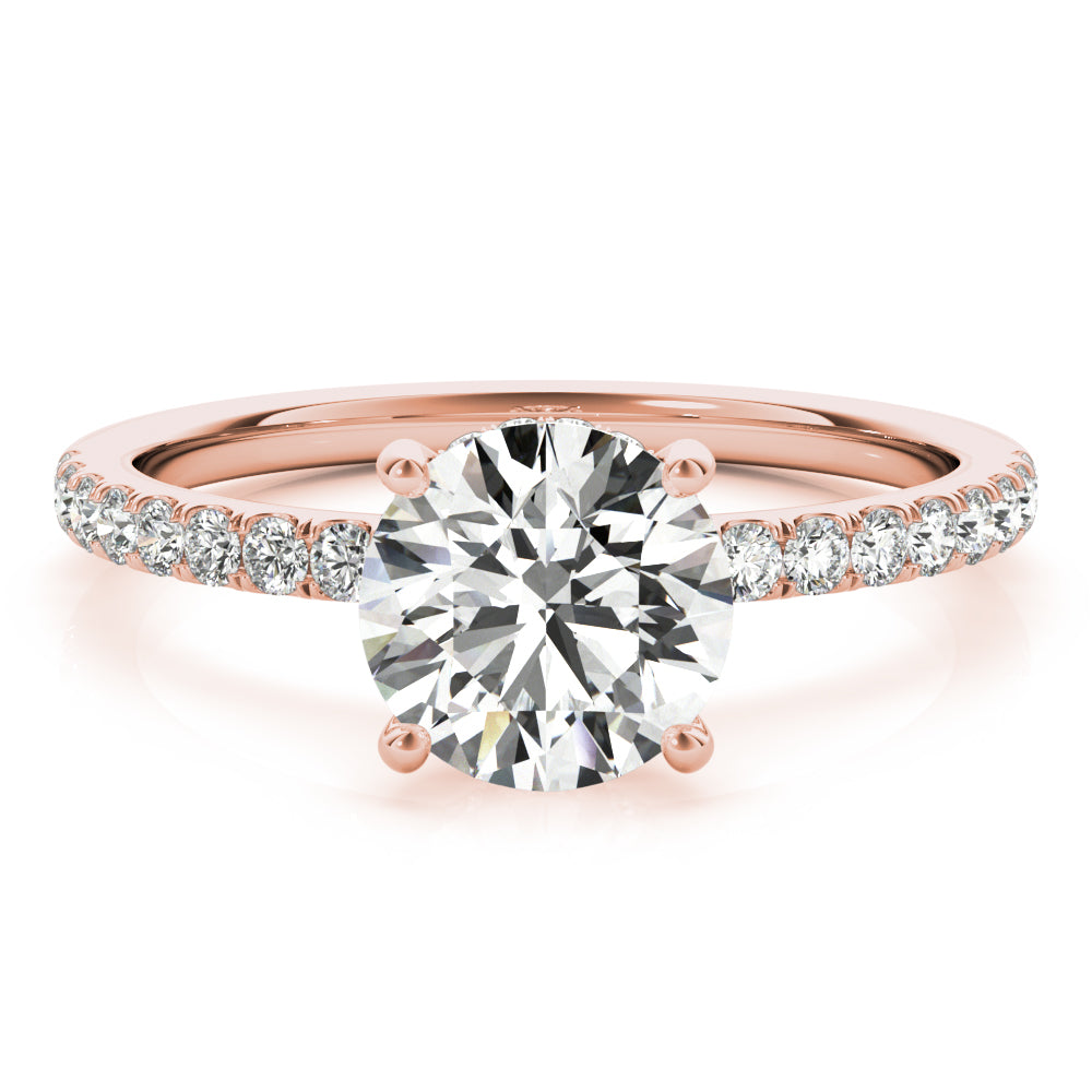 LUMEO Round Hidden Halo Diamond Engagement Ring Set in 18k Solid Rose Gold 