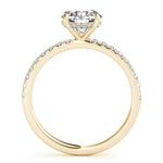 LUMEO Round Hidden Halo Diamond Engagement Ring Side View in 18k Solid Yellow Gold 