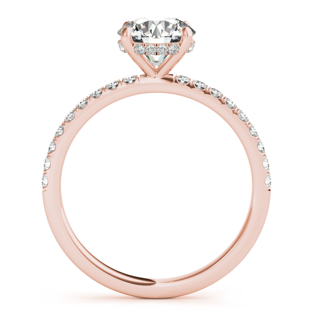 LUMEO Round Hidden Halo Diamond Engagement Ring Side View in 18k Solid Rose Gold 