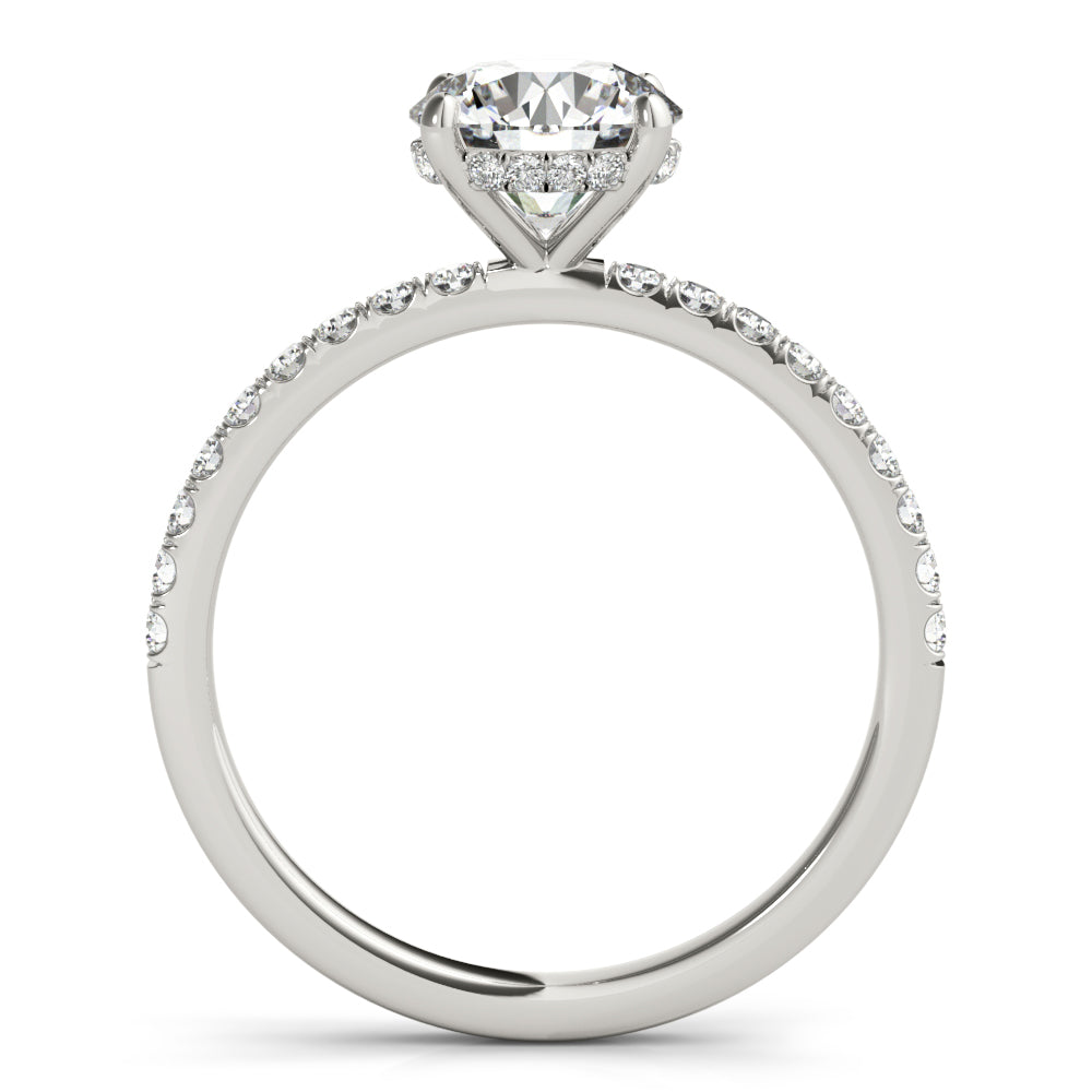 LUMEO Round Hidden Halo Diamond Engagement Ring Side View in Platinum 