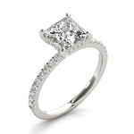 LUMEO Princess Hidden Halo Diamond Engagement Ring Angle View in Platinum 