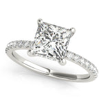 LUMEO Princess Hidden Halo Diamond Engagement Ring Front View in Platinum 