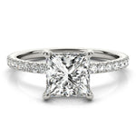 LUMEO Princess Hidden Halo Diamond Engagement Ring Set in Platinum 