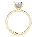 LUMEO Princess Hidden Halo Diamond Engagement Ring Side View in 18k Solid Yellow Gold 