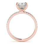 LUMEO Princess Hidden Halo Diamond Engagement Ring Side View in 18k Solid Rose Gold 