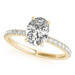 LUMEO Oval Hidden Halo Diamond Engagement Ring Front View in 18k Solid Yellow Gold 