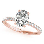 LUMEO Oval Hidden Halo Diamond Engagement Ring Front View in 18k Solid Rose Gold 