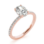 LUMEO Oval Hidden Halo Diamond Engagement Ring Angle View in 18k Solid Rose Gold 