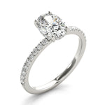 LUMEO Oval Hidden Halo Diamond Engagement Ring Angle View in Platinum 