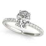 LUMEO Oval Hidden Halo Diamond Engagement Ring Front View in Platinum 
