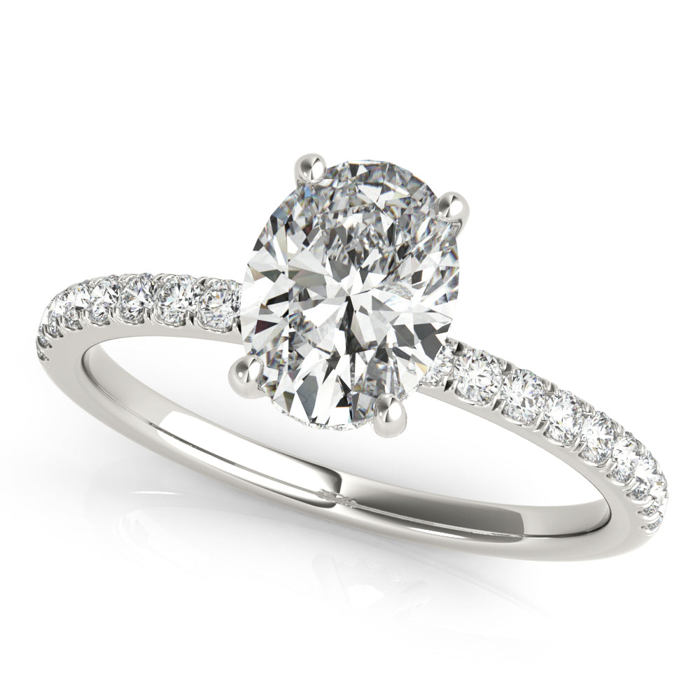 LUMEO Oval Hidden Halo Diamond Engagement Ring Front View in Platinum 