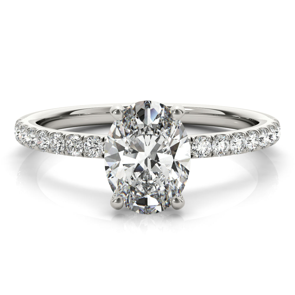 LUMEO Oval Hidden Halo Diamond Engagement Ring Set in Platinum 