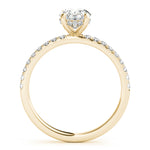 LUMEO Oval Hidden Halo Diamond Engagement Ring Side View in 18k Solid Yellow Gold 