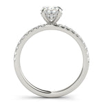 LUMEO Oval Hidden Halo Diamond Engagement Ring Side View in Platinum 