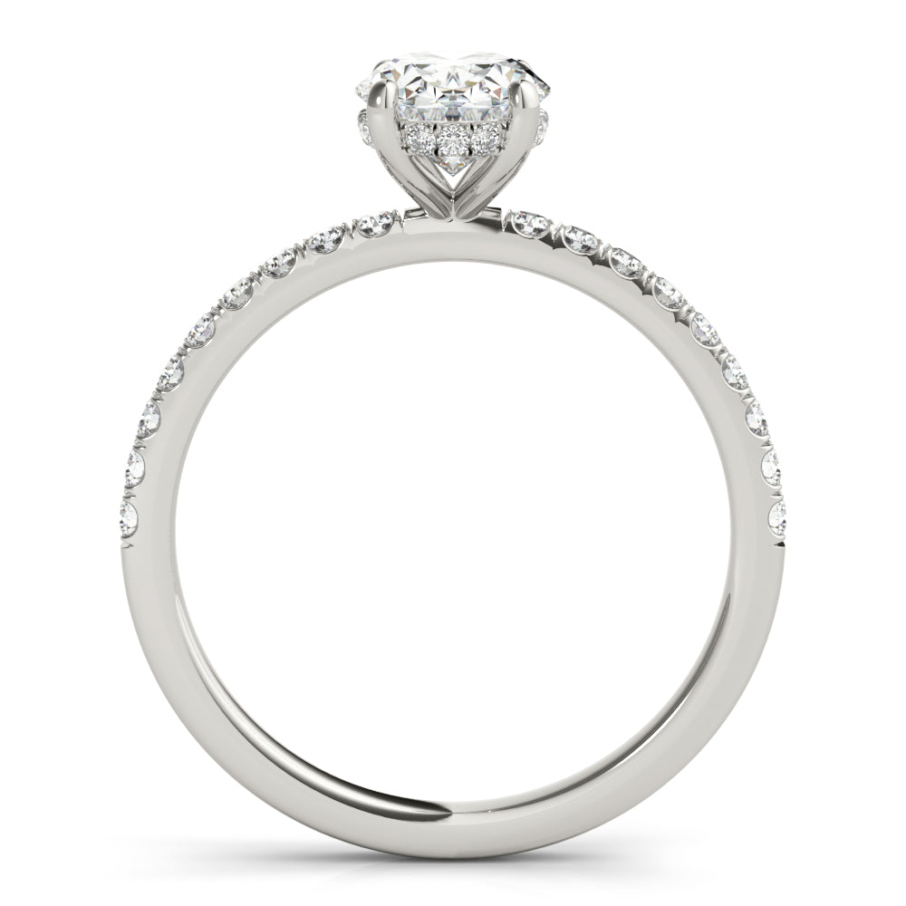 LUMEO Oval Hidden Halo Diamond Engagement Ring Side View in Platinum 