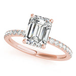LUMEO Emerald Hidden Halo Diamond Engagement Ring Front View in 18k Solid Rose Gold 