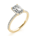 LUMEO Emerald Hidden Halo Diamond Engagement Ring Angle View in 18k Solid Yellow Gold 