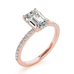LUMEO Emerald Hidden Halo Diamond Engagement Ring Angle View in 18k Solid Rose Gold 