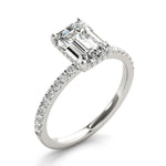 LUMEO Emerald Hidden Halo Diamond Engagement Ring Angle View in Platinum 