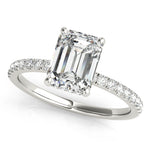 LUMEO Emerald Hidden Halo Diamond Engagement Ring Front View in Platinum 