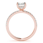 LUMEO Emerald Hidden Halo Diamond Engagement Ring Side View in 18k Solid Rose Gold 