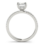 LUMEO Emerald Hidden Halo Diamond Engagement Ring Side View in Platinum 