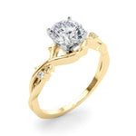 LUMEO Round Solitaire Diamond Engagement Ring Angle View in 18k Solid Yellow Gold 